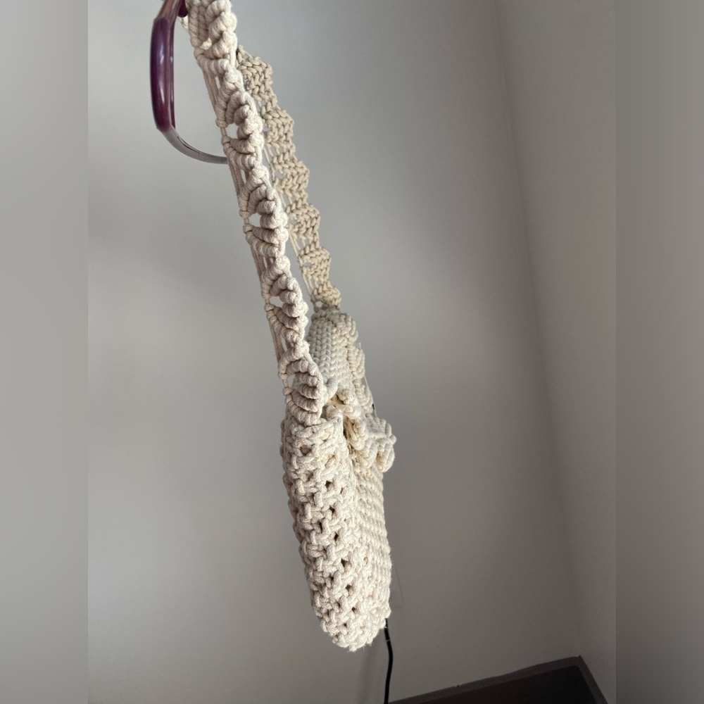 Last one🚨 Zara Macrame Knit Shell Cotton Shoulder Bag Handbag Purse Cream NWT - Picture 13 of 16